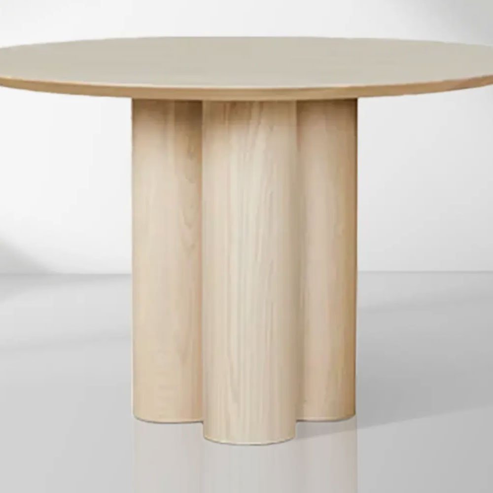 Reade Natural Ash Wood Round Dining Table with Sculptural Columnar Legs - Image 2