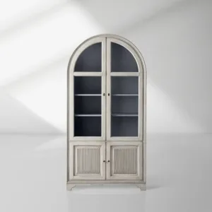 Giotto Antique Tall Display Cabinet Wood Side Storage Cabinet Bookcase with Glass Doors