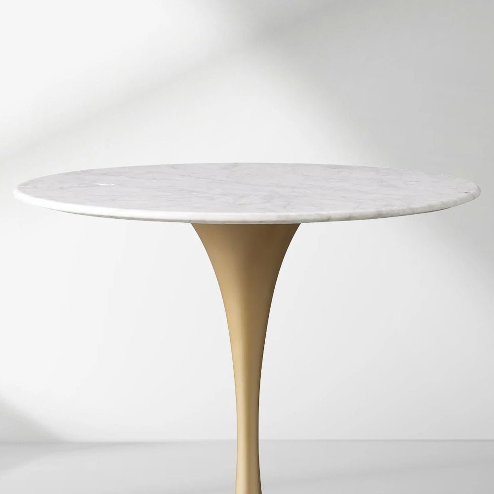 Saint Germain Tavern Small Dining Table Marble Top with Steel Base - Image 2