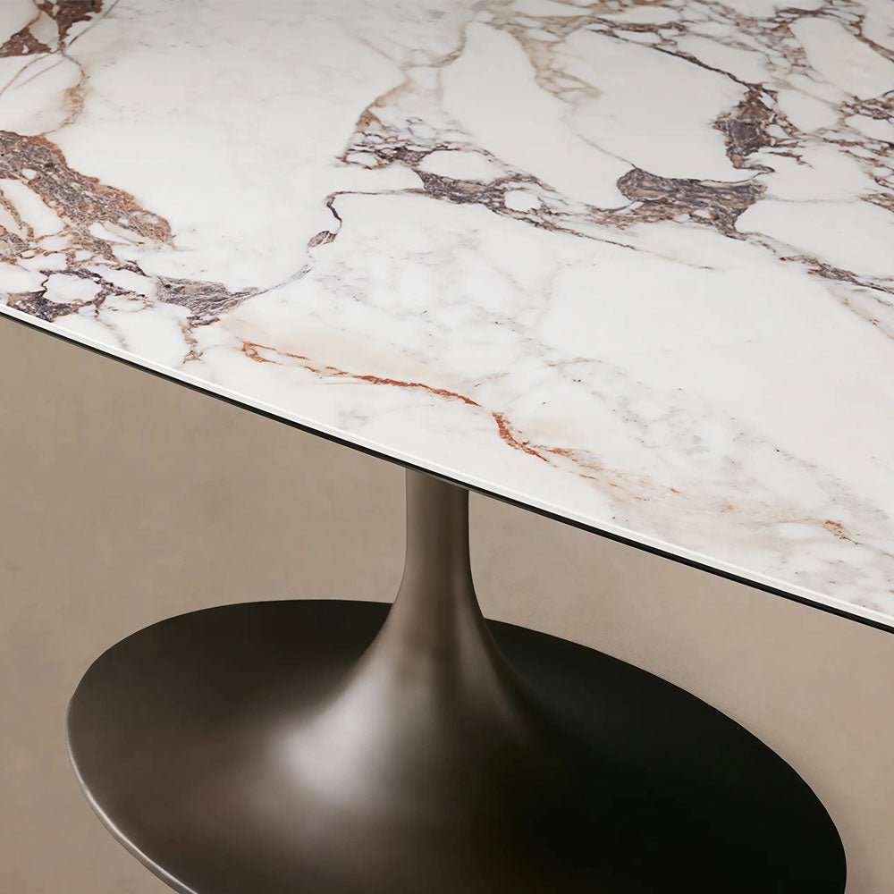 Vincenza Marble-Look Ceramic Dining Table with Steel Base - Image 4