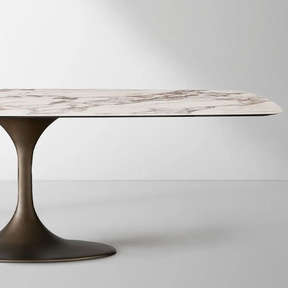 Vincenza Marble-Look Ceramic Dining Table with Steel Base - Image 3