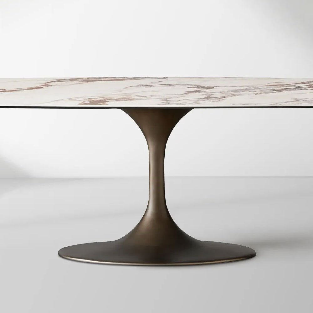 Vincenza Marble-Look Ceramic Dining Table with Steel Base - Image 2